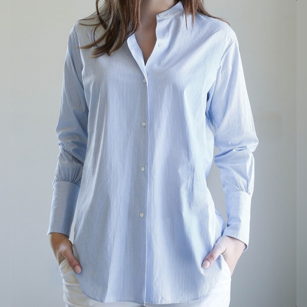 Nili Lotan Faye Shirt Blue Size Medium
